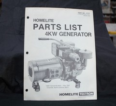 Homelite Generator Parts List Part No. 17177 Illustrated 4KW Generator