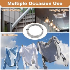50ft (15M) 0.6mm Stainless Steel Wire Rope 7×7 Strand with 20pcs Loop Sleeves