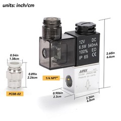 2V025-08 Pneumatic Solenoid Valve DC12V, 2 Way Normally Closed, 1/4″ NPT, Pil…