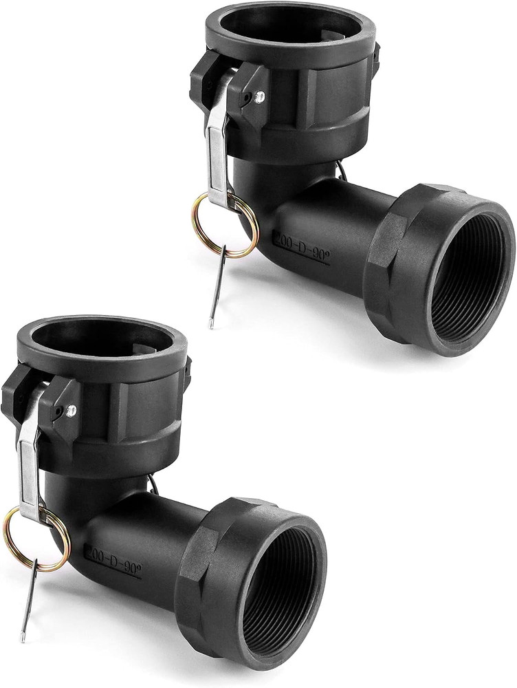 200D90 Polypropylene Cam and Groove Hose Fitting, 2 Pack 90 Degree Elbow Fitting