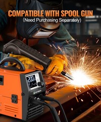 HITBOX 4 IN 1 Gasless MIG Welder Stick LIFT TIG Welding Machine &10ft Spool Gun