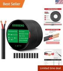 GOSDENG 14 Gauge 2 Conductor Electrical Wire, 14 AWG 2.08mm Wire PVC Cord, 12V/2