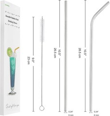 Set of 4 Reusable Metal Straws, 10.5” 265mm, 4Pcs – 0.24″∅