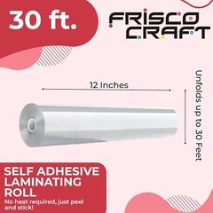 Self Adhesive Laminating Roll – Clear 12″ x 30ft – Glossy, Waterproof, Easy Use