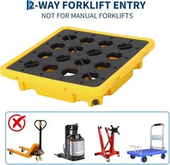2X Drum Spill Containment Pallet with Drain Outlet, Leakproof Stackable Tray US