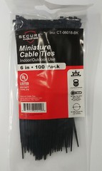 Miniature cable ties 6″ 100 pack 18lb loop strenght UV protection .09 Inch wide