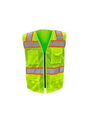 2X Large Green High Visibility Surveyors Safety Vest Sleeveless Silver Stripe