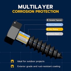 3/8 x 1-1/2 Lag Screw Kit, 50 Black Ruspert Coated Screws