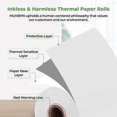 MUNBYN 2 1/4″ X 85′ Thermal Receipt Paper 10 Rolls Cash Register Paper Rolls …