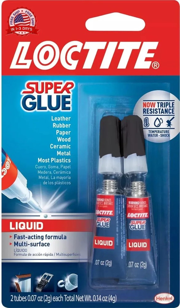 Loctite Super Glue Liquid, Clear, 0.07 fl oz Tube, 2 Pack – Superglue for Plasti