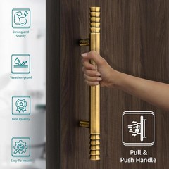 Main Door Handle 14″ Brass Finish Heavy Duty Handle Pull Push 2 Unit