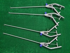 4pc Laparoscopic Needle Holder Curved Jaw Right & Left Hand 5mmx330mm Reusable