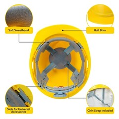TRQWH Yellow Safety Hard Hat Adjustable Vents Cotton Sweatband Safety Helmet