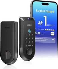 Lockin Veno Smart Deadbolt Lock with Palm Vein, Keyless Single Battery, Black
