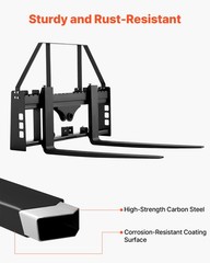 Uimoso Pallet Fork Frame Attachment with 48-inch Skid Steer Forks, 4000 lbs