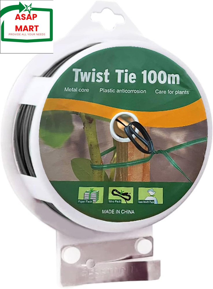 Twist Tie, 328 Feet (100M),Black Cable Ties with Cutter, Black Twist Ties，Garden
