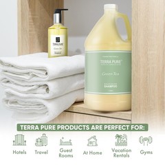 Terra Pure Hotel Shampoo | Four Gallons | 128 Fl Oz (Pack of 4), Green Tea
