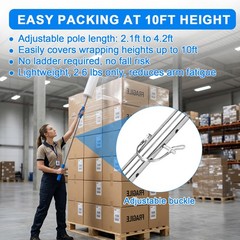 50″ Long Handle Pallet Stretch Wrap Dispenser Fits 2″-3″ Core &6″-20″ Roll Width