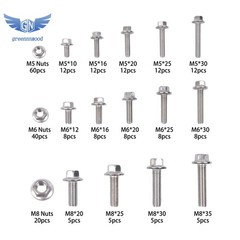 M5 M6 M8 Flanged Bolts and Nuts Kit 240 PCS 304 Stainless Metric Assortment
