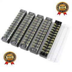 5pcs Dual Row 12 Positions Screw Terminal Electric Barrier Strip Block 600V 15A