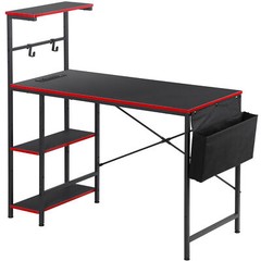 44″ Computer Desk w/ Power Outlets Led Desk 4 Tiers Reversible Shelf Hook & Side