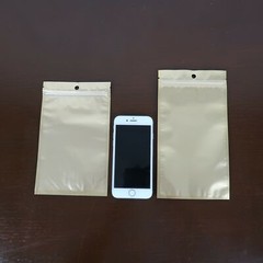 Versatile Plain Style Foil Zipper Bags Gold With Hanging Hole Multipurpose