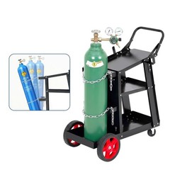 Built-In Gas Tank Holder And Push Handle Equip This Welding Cart, Three Layer Ca