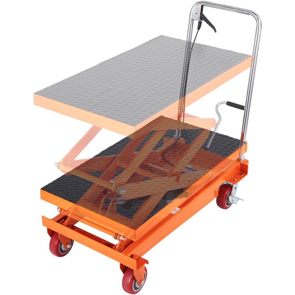 VEVOR Hydraulic Lift Table Cart 770 lbs Manual Double Scissor Lift Table 59″
