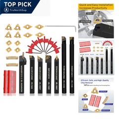 Indexable Lathe Turning Tool Kit 21pcs 1/2 inch 12mm shank with 7 tool holder…