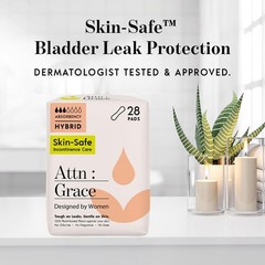 Attn: Grace Hybrid Incontinence Pads for Women, 28-Pack – Plant-Based, High Abso