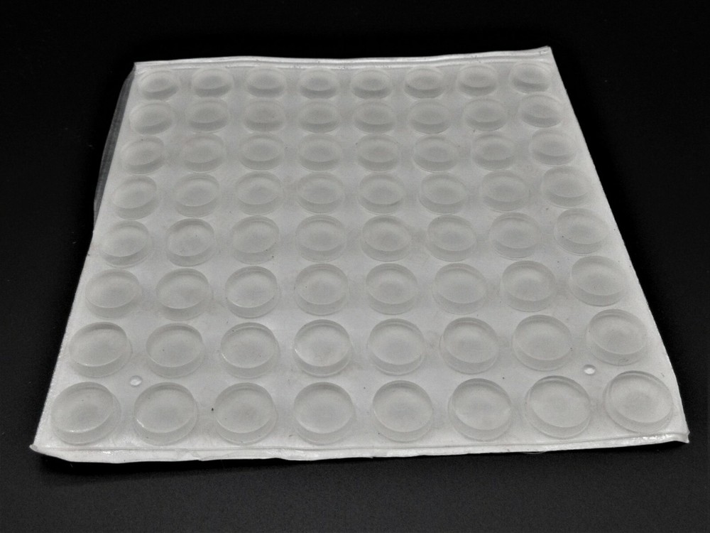 7/16” Round Rubber Feet Clear 3M Adhesive Backing 1/8 Height 64 Pieces per pack