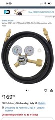 Victor CutSkill Flow Meter Regulator Argon 0781-4236 w/10’ hose mig & tig