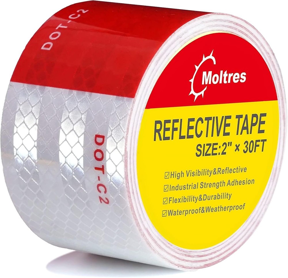 DOT-C2 Reflective Tape,Red White 2Inch X 30′ Waterproof Conspicuity Safety Tape