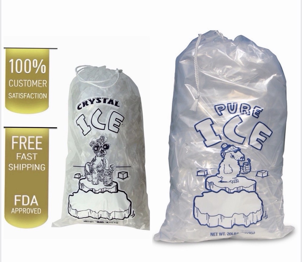 20 LB LBS Ice Bag Bags w/ Drawstring COMMERCIAL Quality Choose Your Quantity