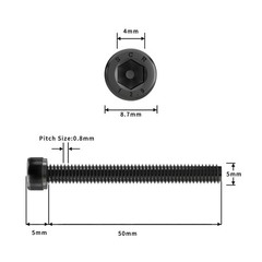 M5-0.8 x 50mm Socket Head Cap Screws, 12.9 Grade Alloy Steel, Black Oxide Fin…