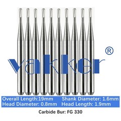 10-100pcs FG 330 Dental Pear Carbide Burs 19mm Friction Grip Bits for High Speed