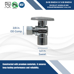 (100) 1/4 TURN ANGLE STOP VALVE COMPRESSION 3/8″ OD X 1/2″ SWEAT (LEAD FREE) NSF