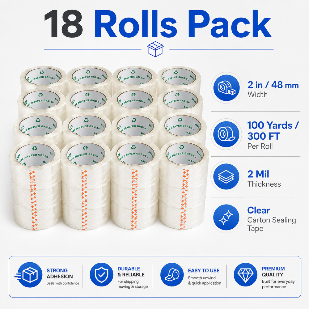 18 Rolls Shipping Box Packing Sealing Tape 2″ x 100 Yards 300FT w/ FREE Shipping