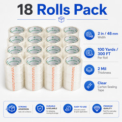 18 Rolls Shipping Box Packing Sealing Tape 2″ x 100 Yards 300FT w/ FREE Shipping