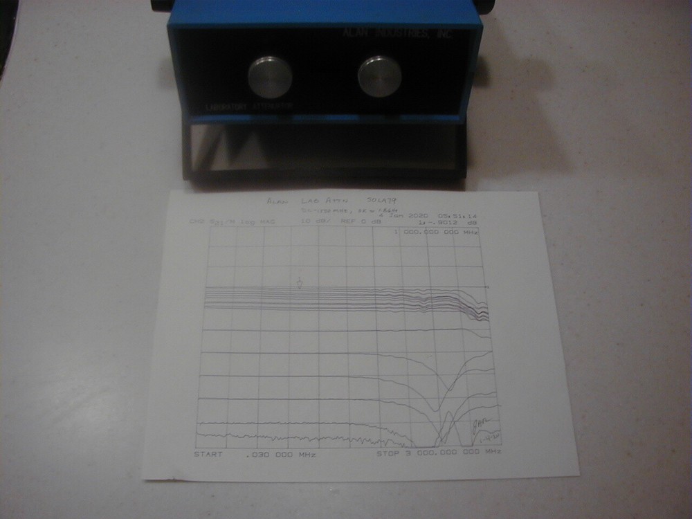 ALAN 0-79 dB Bench Step Attenuator, DC-1.5 GHz, NICE Tested w/plot, READ Reduced