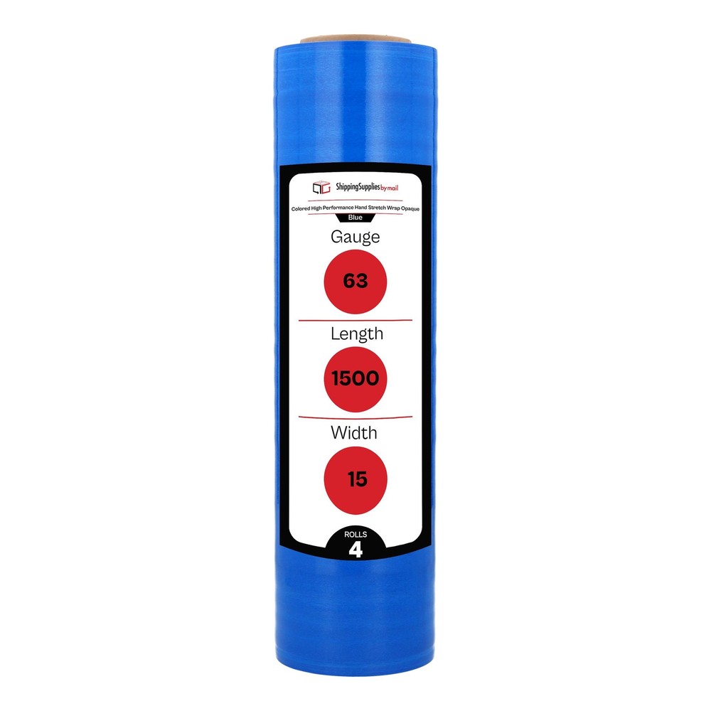 4 Rolls Cast Narrow Banding Stretch Wrap Shrink Film 15″ x 1500′ 63 Ga Dark Blue