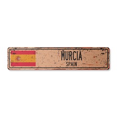 MURCIA SPAIN Vintage Street Sign Spaniard flag city country road wall rustic