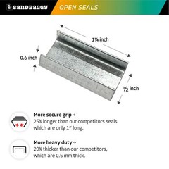Sandbaggy 1/2″ x 1¼” Open Steel Strapping Seals – Galvanized (Rust Resistant)