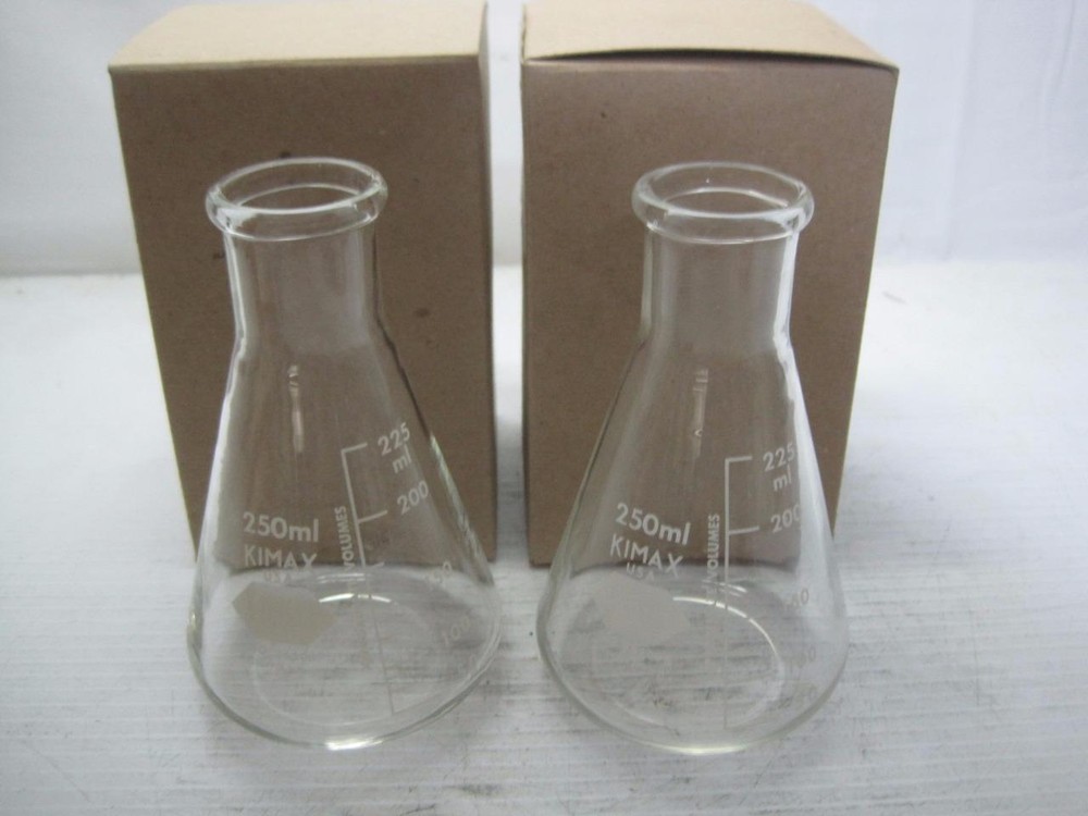 1419b Lot (2) Kimax Erlenmeyer Flask Graduated 250 ML Type IV 6640-00-935-4269