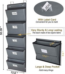 Over the Door Hanging File Organizer 5 Extra Large Pockets Wall Hanging File …