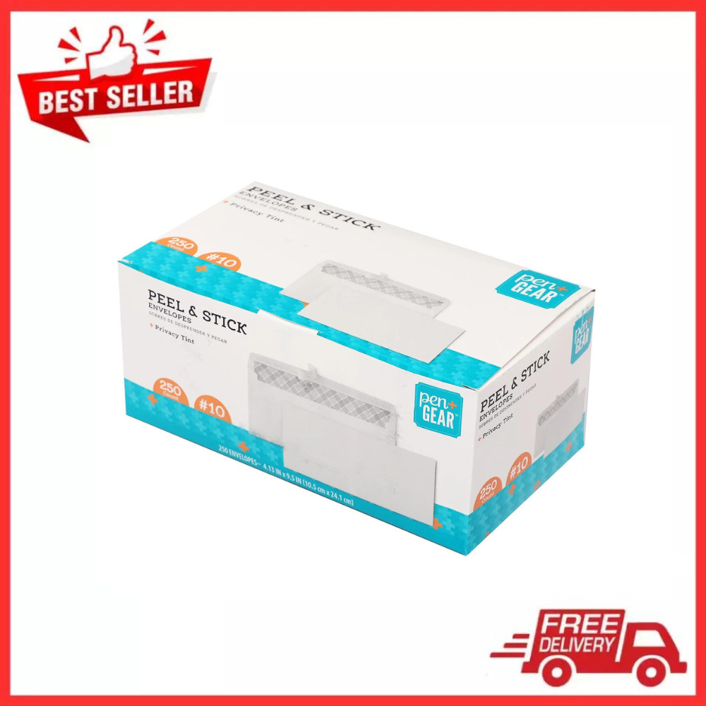 Self Sealing Letter Envelopes 250 #10 Security Business Peel Strip White Mail