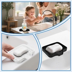 3 Pack Silicone Soap Dish with Drain – Bar Soap Holder for Shower, Bathroom and