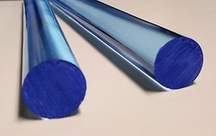 CLEAR BLUE FLUORESCENT ACRYLIC PLEXIGLASS LUCITE ROD 1” DIAMETER 12” INCH LONG