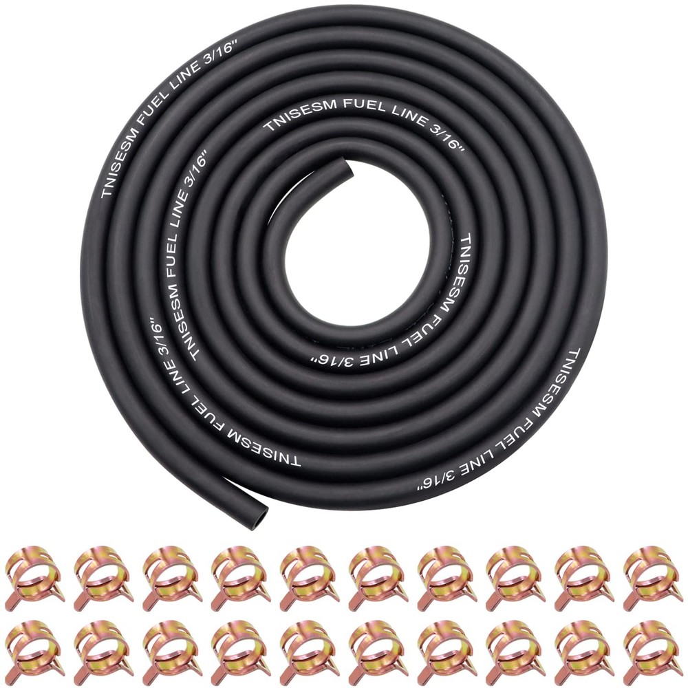 3/16 Inch ID Fuel Line Hose 10Ft + 20 Hose Clamps for Small Gas Engines