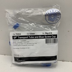 (500Pack) Cardinal Health T1233-6 SP 5.0mm Transport Tube Blue Screw Cap Sterile